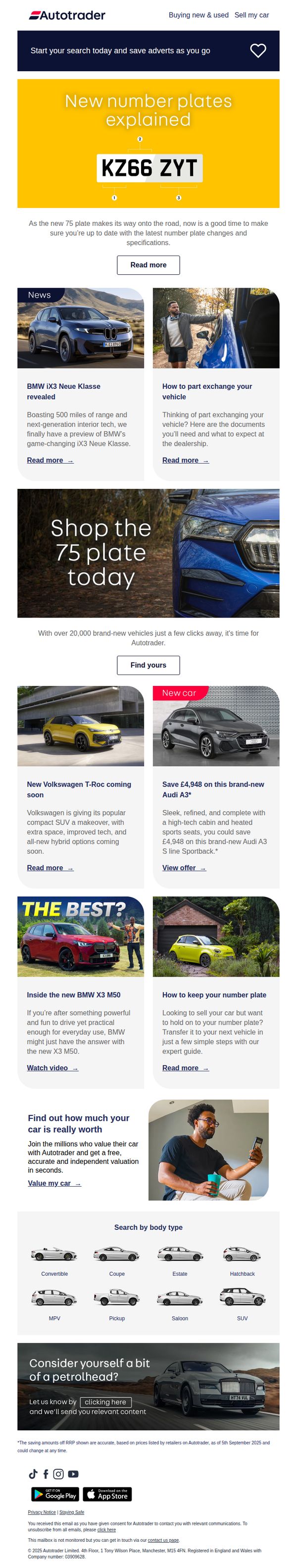 8. AutoTrader : New number plates, free car valuations and how to part exchange your vehicle