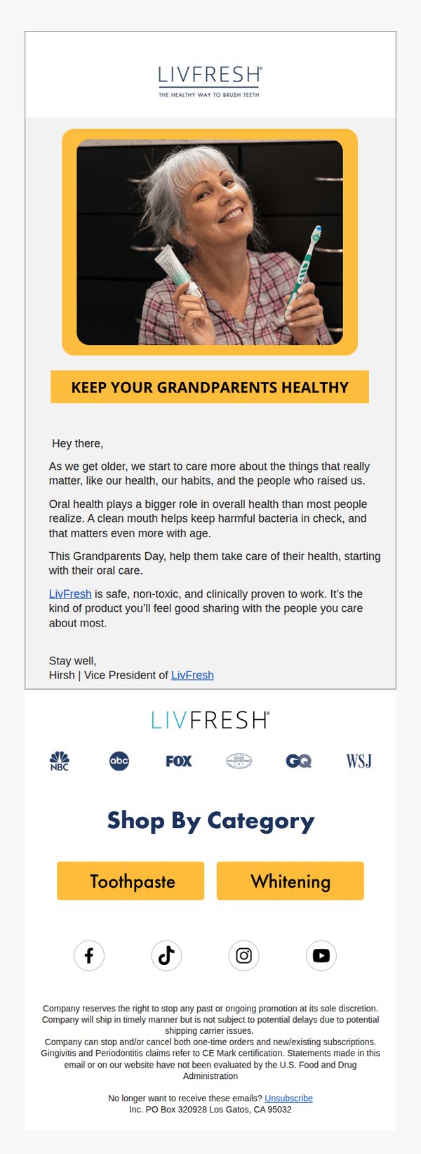 9. LivFresh: Showing love to Grandma and Grandpa