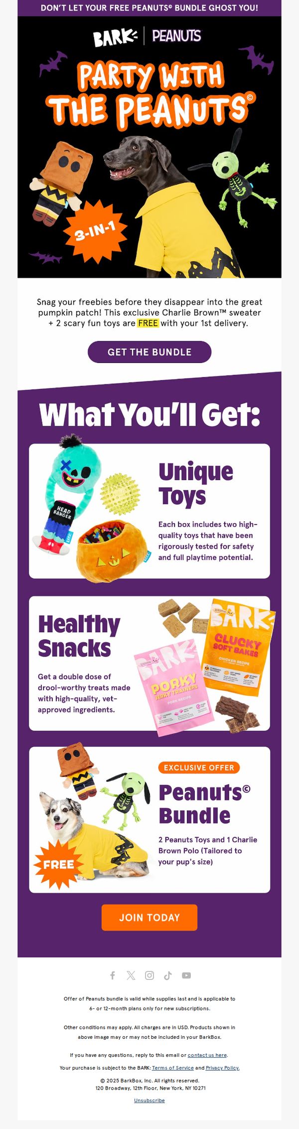 9. Bark Box: INSIDE: FREE Halloween Peanuts© Bundle