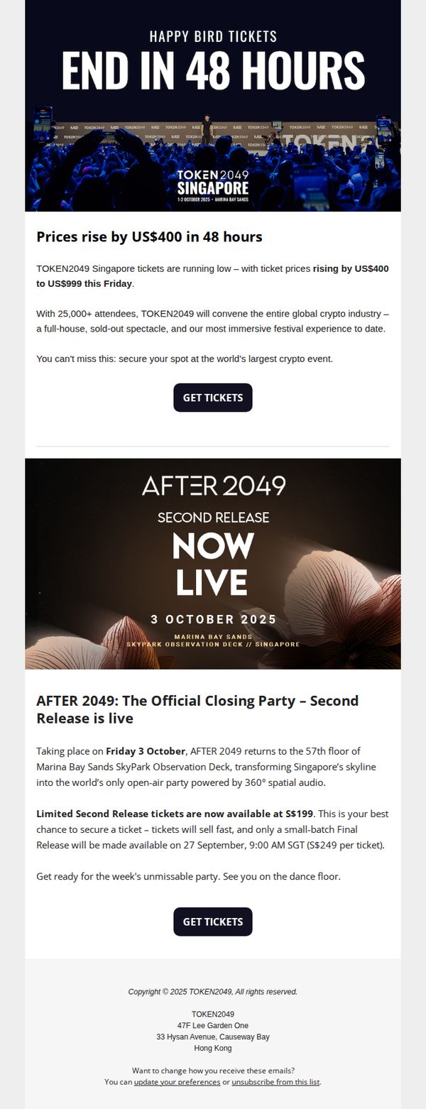 7. TOKEN2049 - SG: TOKEN2049 Singapore – 48 Hours Left to Save US$400