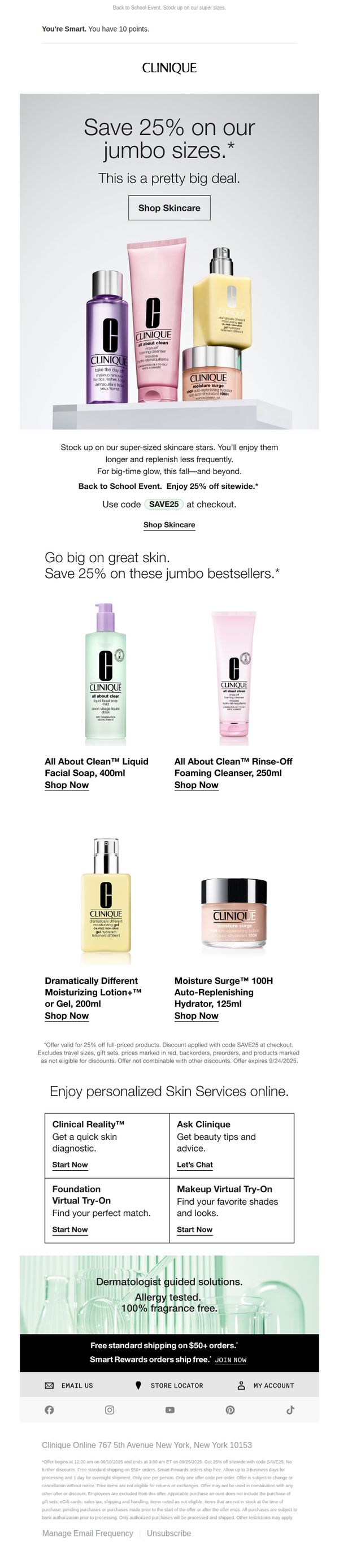 6. This is B-I-G! Save 25% on jumbo-size skincare 😃 