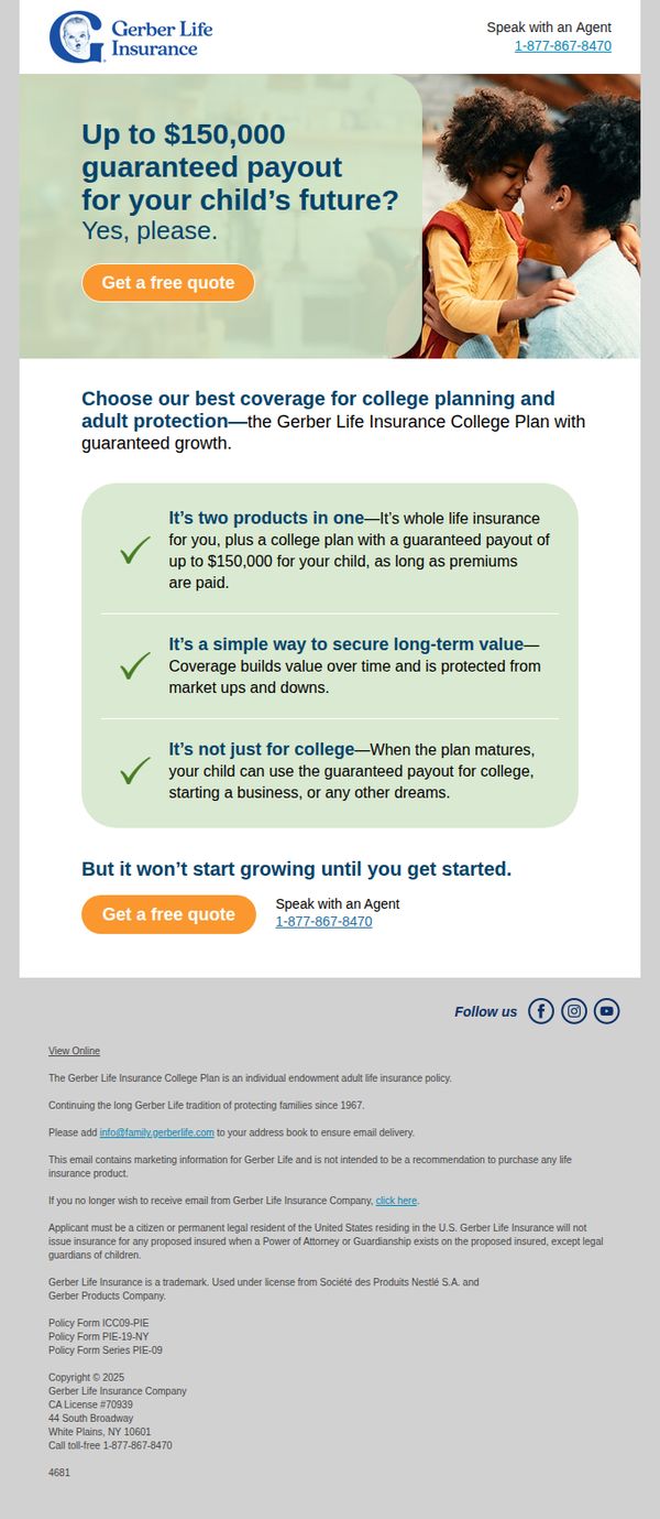 10. Gerber Life: A smart start for your child's future—with guaranteed growth