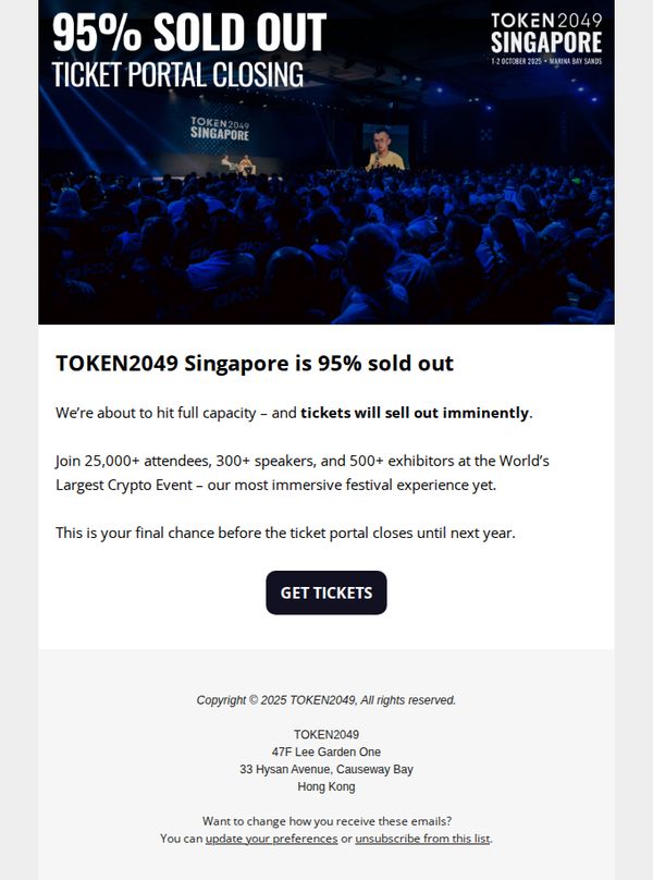 10. 95% Sold Out – Ticket Portal Closing