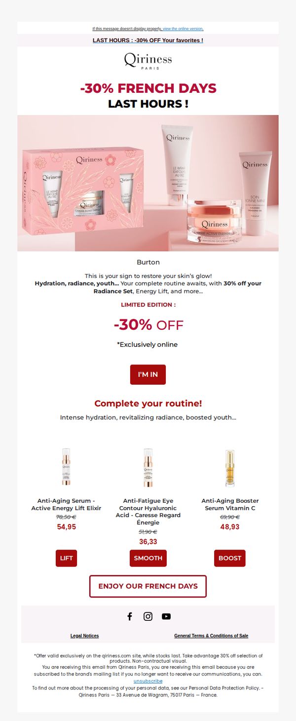 7. LAST HOUR : -30% OFF Best-sellers !