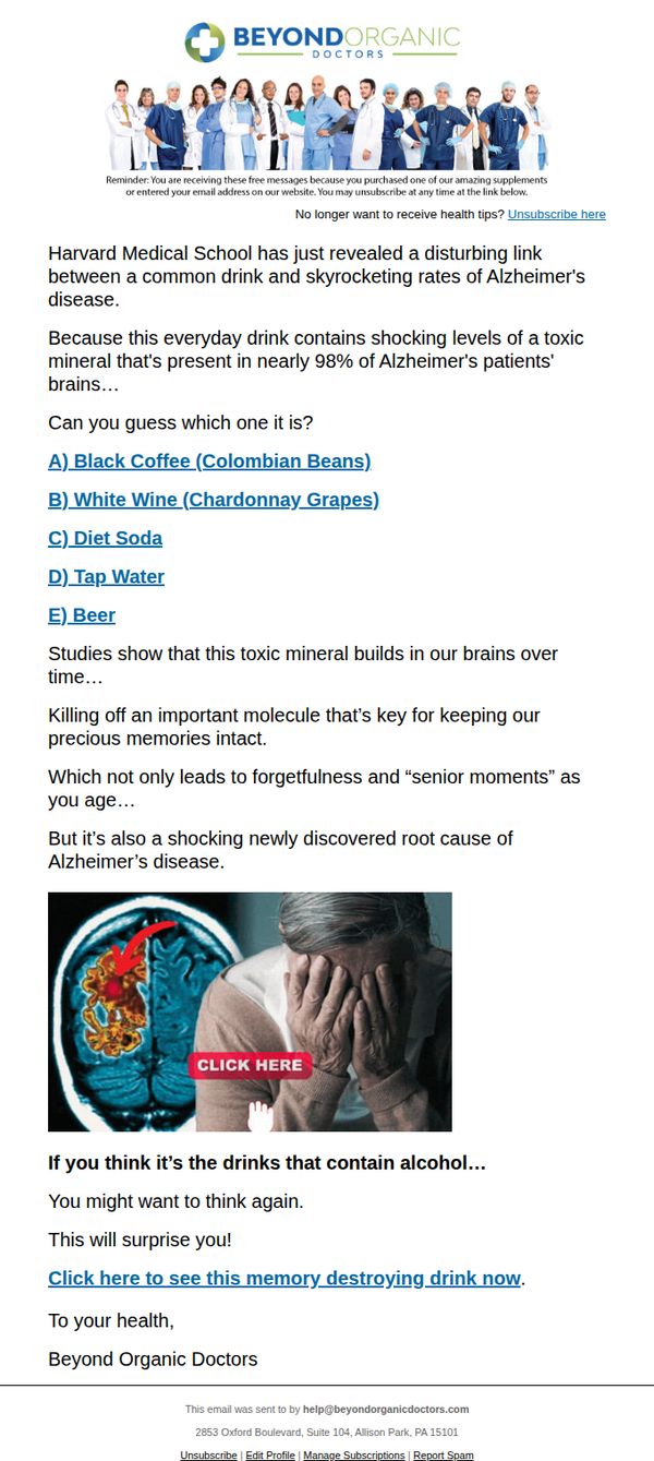 7. popular drink linked to Alzheimer’s disease?