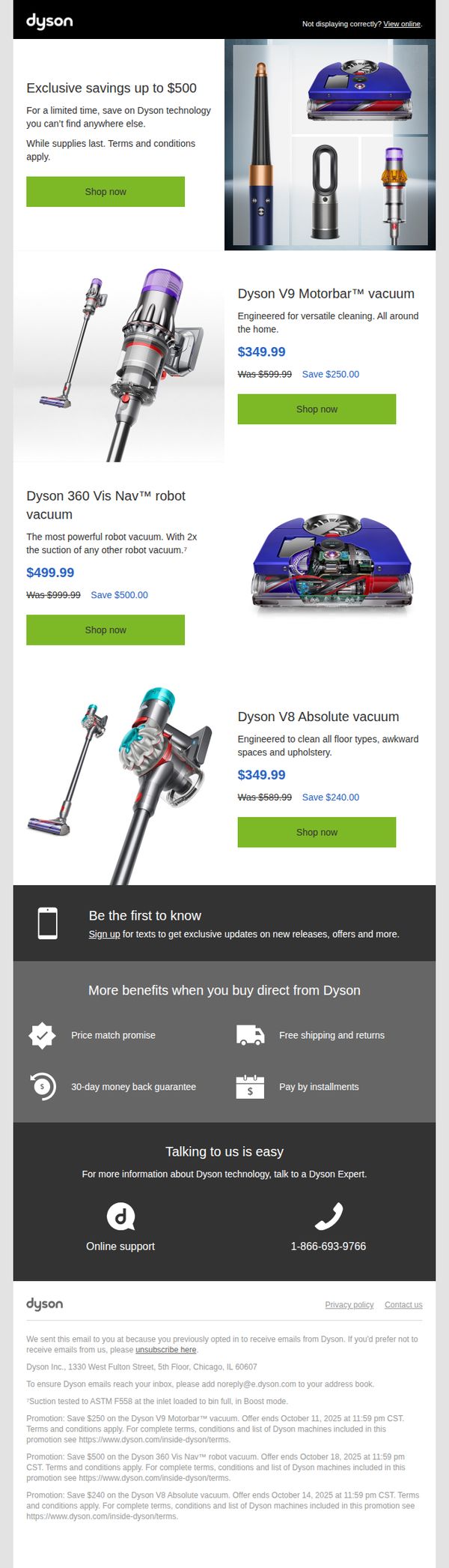 10. Dyson: Save up to $500 on exclusive Dyson technology