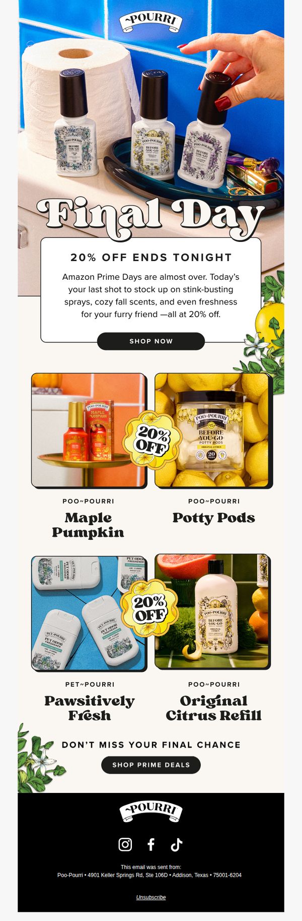 6. Poo-Pourri: Last Chance ➡️ 20% Off Prime Day