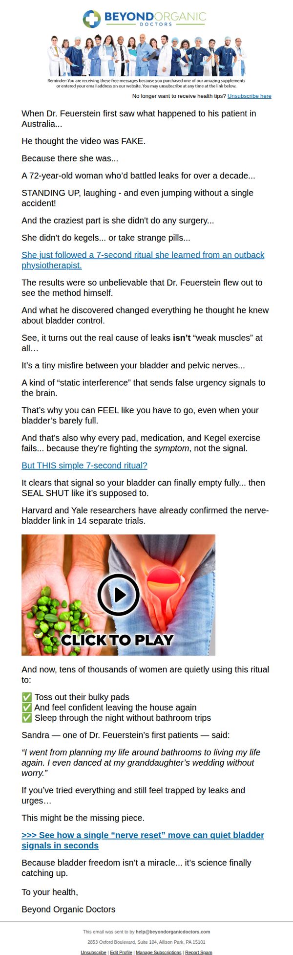 9. Beyond Organic Doctors: Her bladder problem vanished in 7 seconds (flat-out impossible?)
