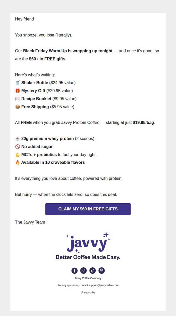 9. Javy Coffee: Final Hours! Starter Kit Deal Ends Tonight 🕒