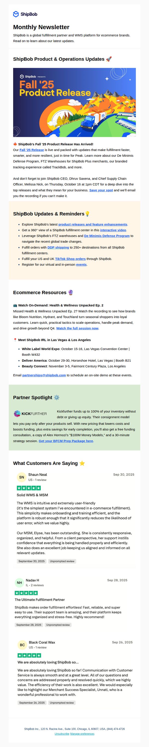 10. Hey there, ShipBob Newsletter: What’s New, What’s Next