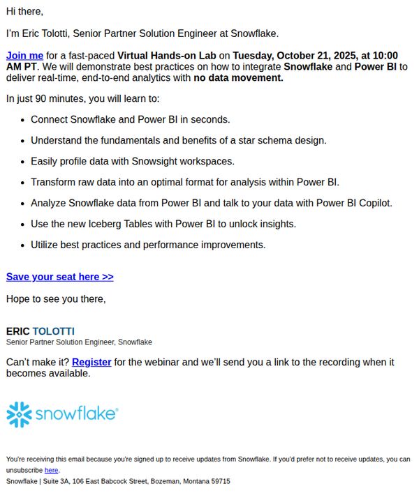 10. Participate Live - Virtual Hands-on Lab with Snowflake and Power BI