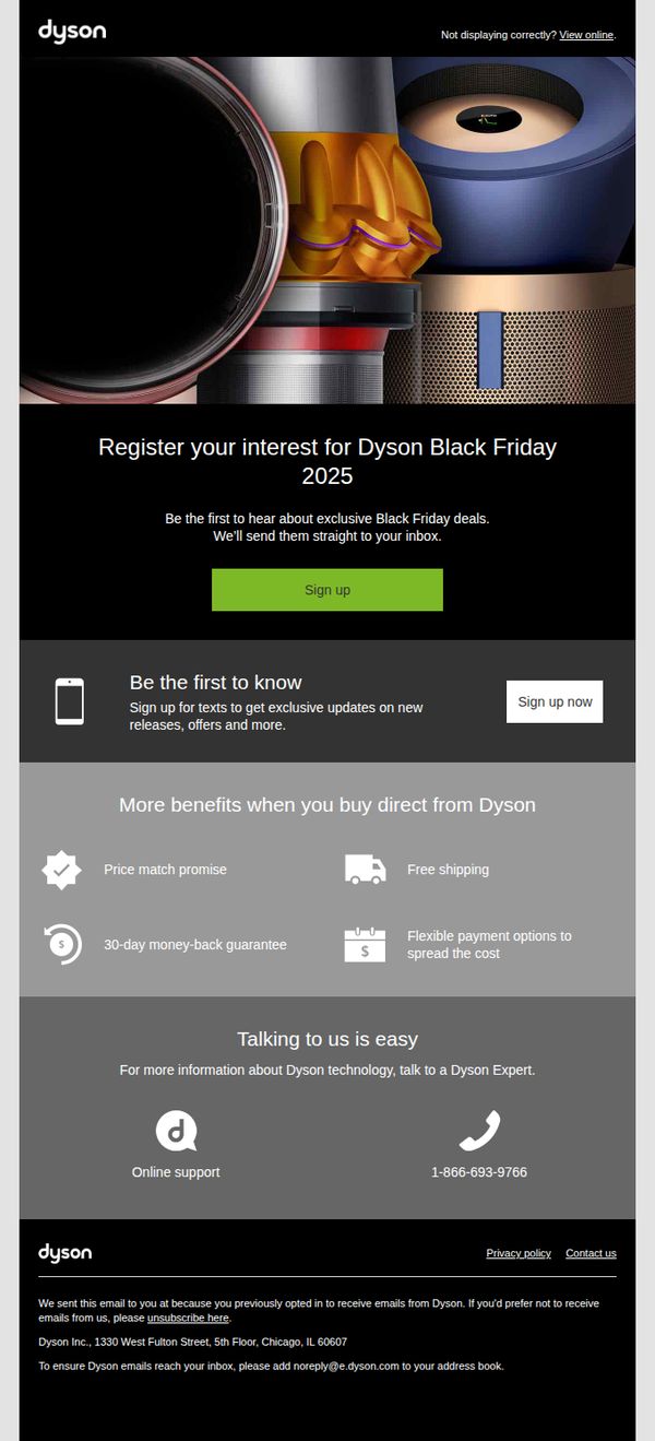 9. Dyson: Register for Dyson Black Friday 2025