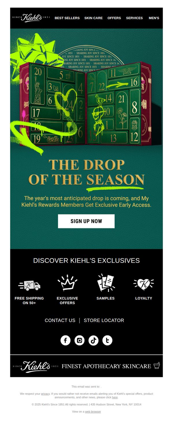 8. Kiehl's: Secure Your Spot for Advent Calendar Early Access