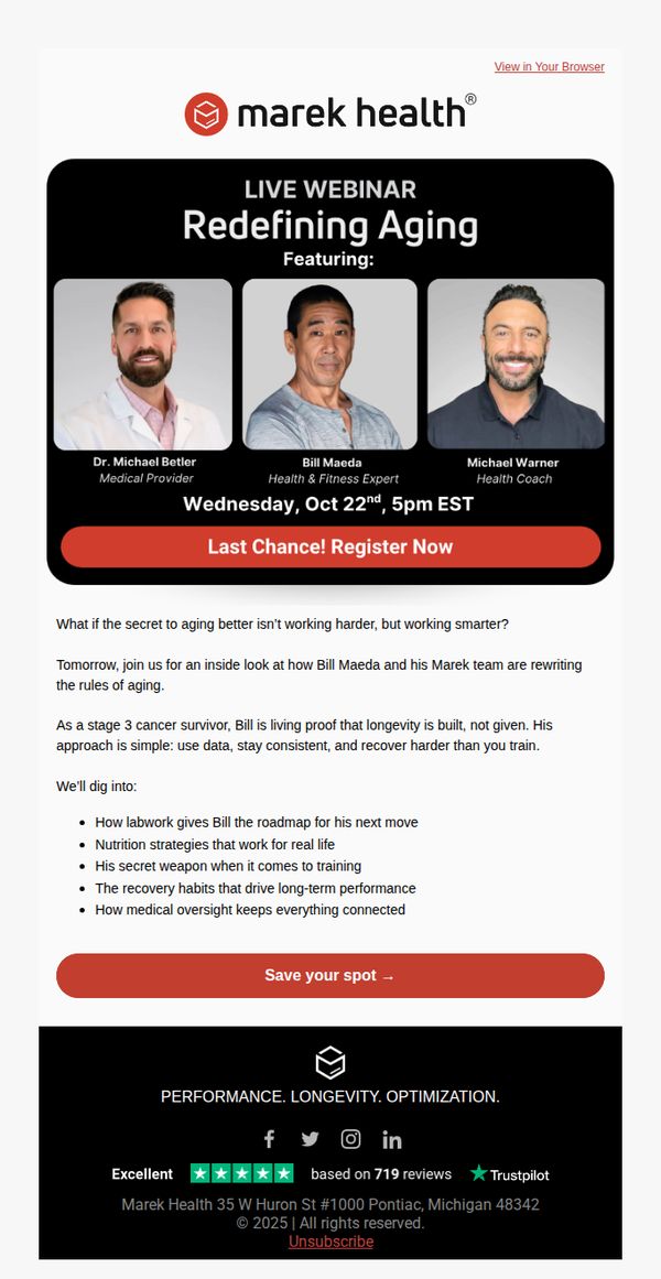7. Marek Health: Last chance to sign up! Don't miss it