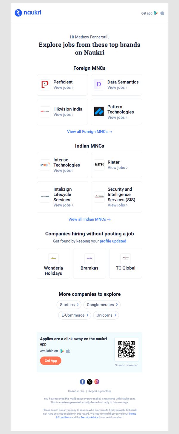 9. Mathew Fannerstill, Top companies are hiring on Naukri right now!