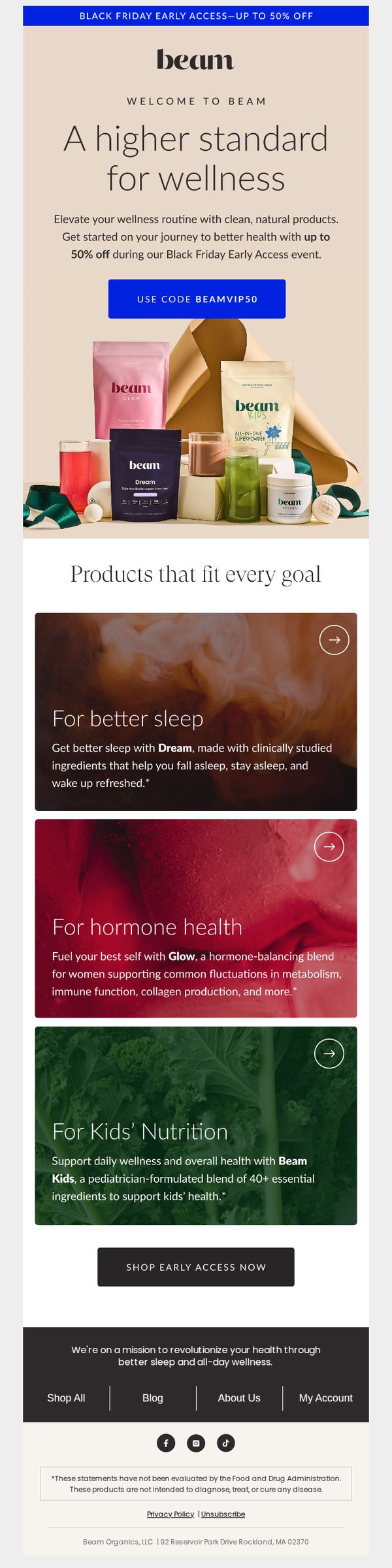 10. beam: Inside: up to 50% off for Black Friday!