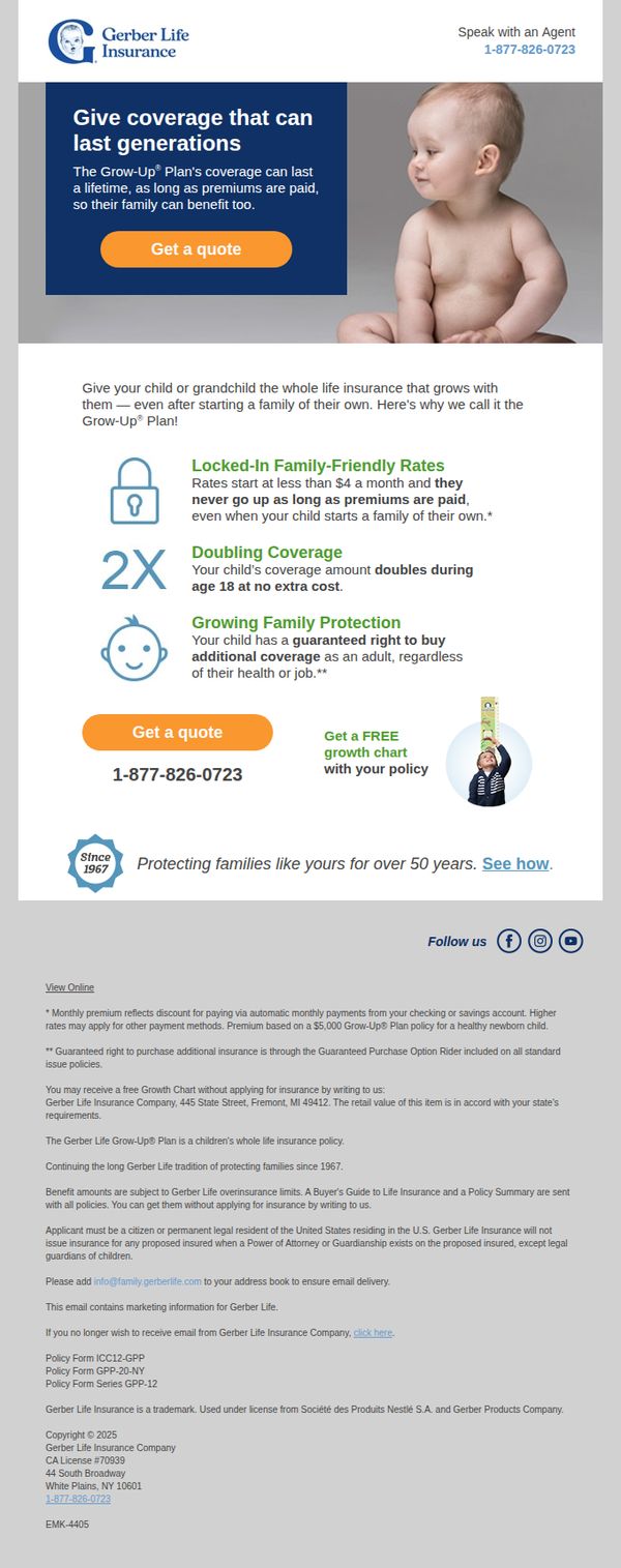 8. Gerber Life: Help protect their future with the Grow-Up® Plan