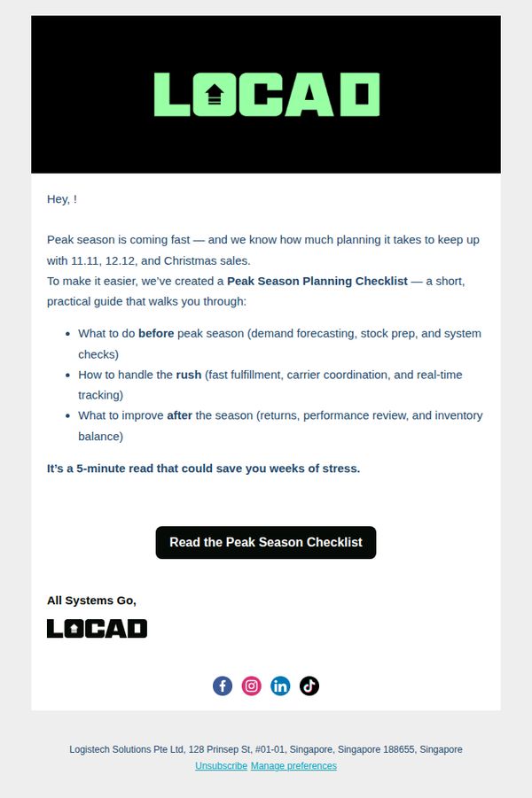 6. Locad - SG: Your free guide to handle peak season smoothly