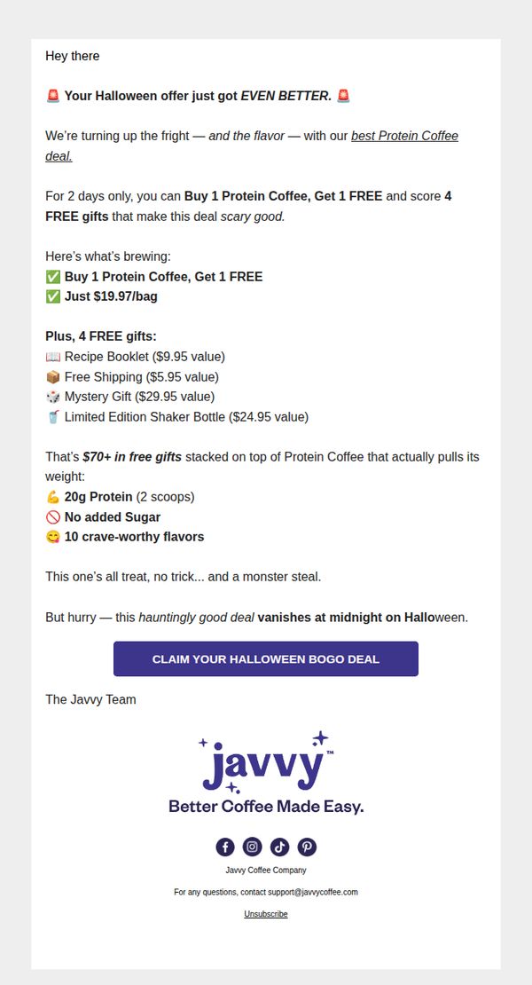 9. Javy Coffee: NEW OFFER ALERT!