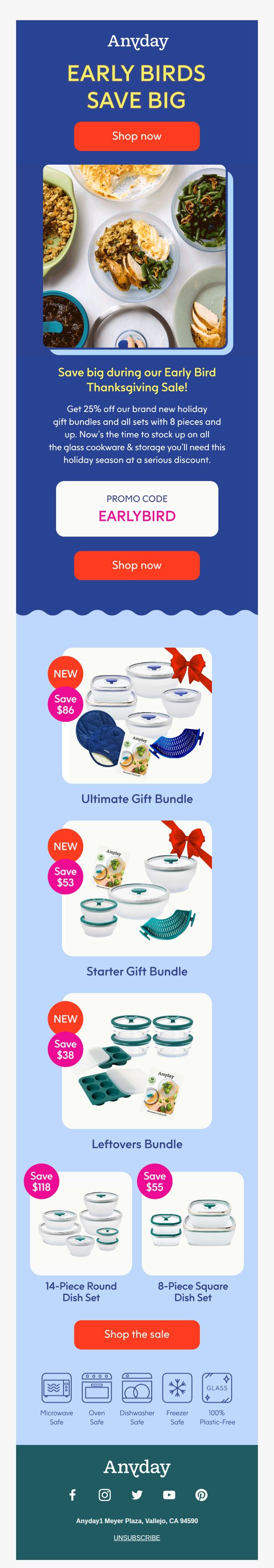 7. Anyday: Save big with our Early Bird Thanksgiving sale!