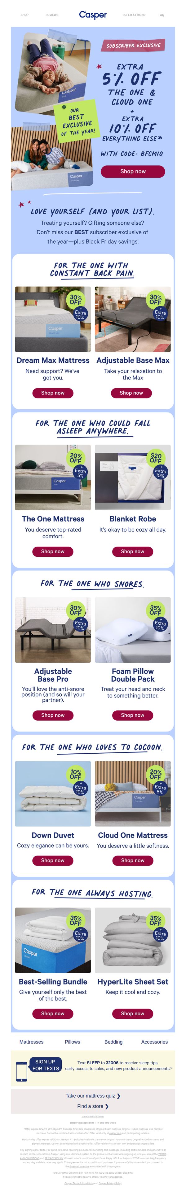 9. Casper: Get an extra 10% off Black Friday savings.