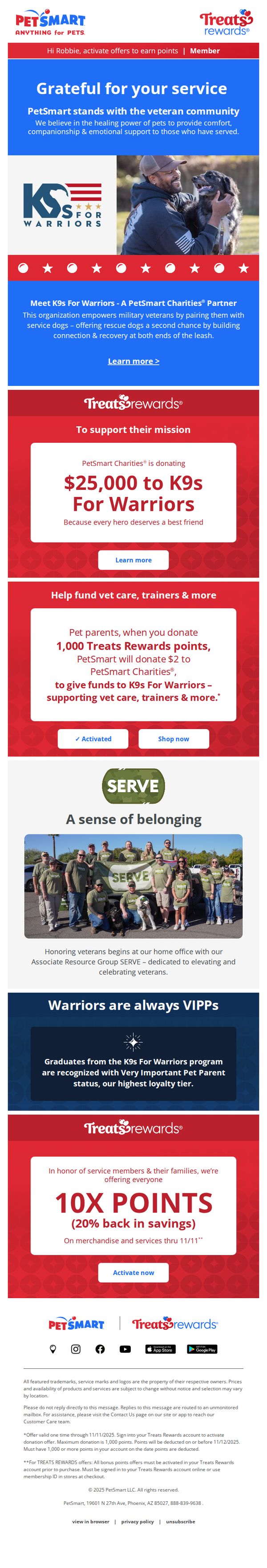 9. PetSmart: With gratitude on Veterans Day 🇺🇸 Honoring all those who served