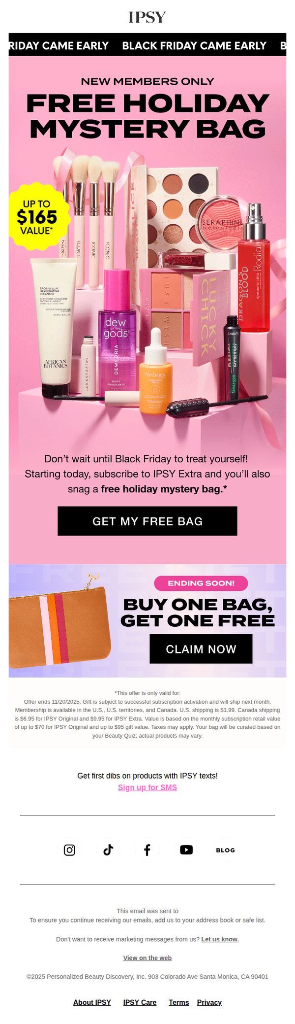 7. BOGO! FREE holiday bag with your box 🎀
