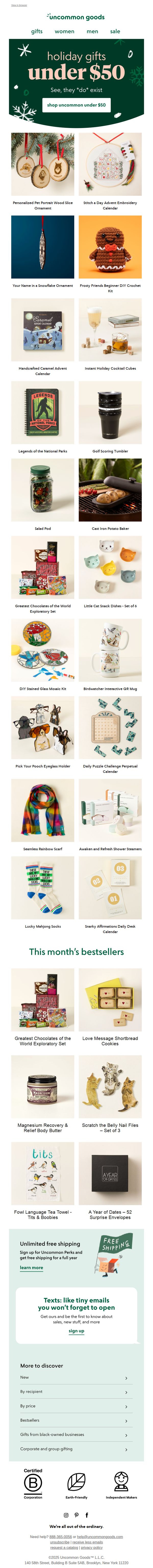 9. uncommon goods: Holiday gifts under $50