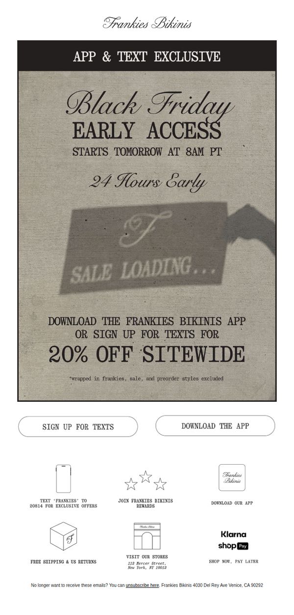 6. Frankies Bikinis: You're Invited to Shop Black Friday Early