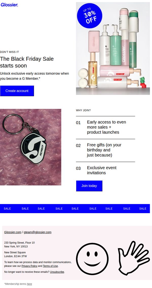 8. Glossier: Unlock early access to Black Friday!