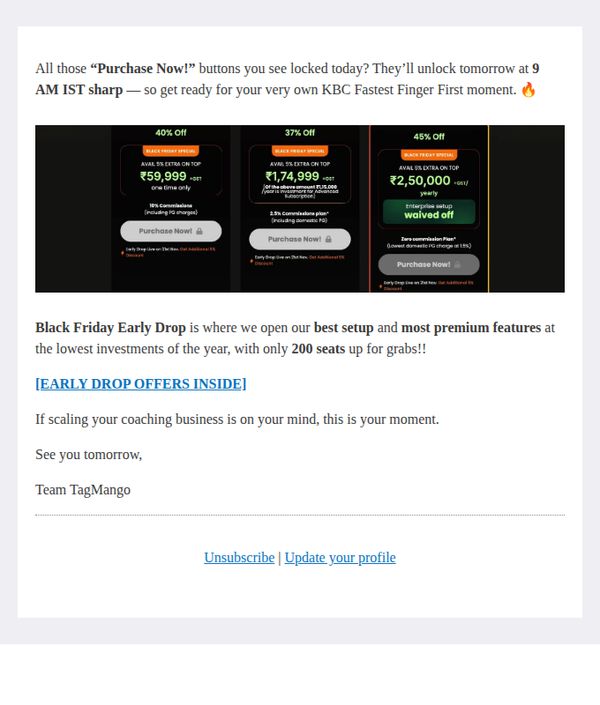9. TagMango : Early Black Friday Drop Tomorrow. Join exclusive group...