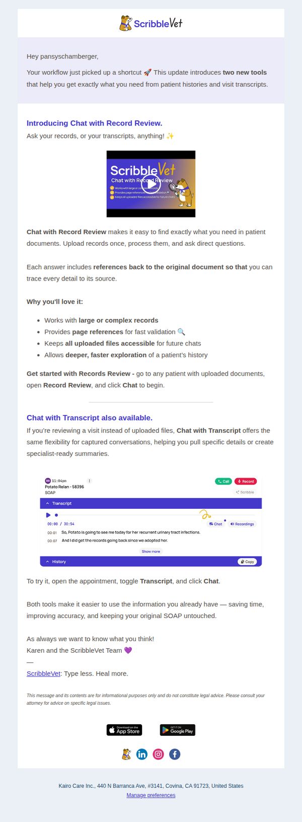 8. ScribbleVet: Introducing Chat with Record Review
