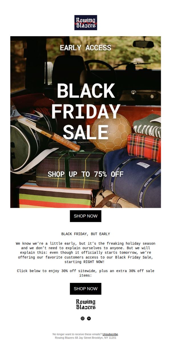 8. Rowing Blazers: EARLY ACCESS: BLACK FRIDAY SALE