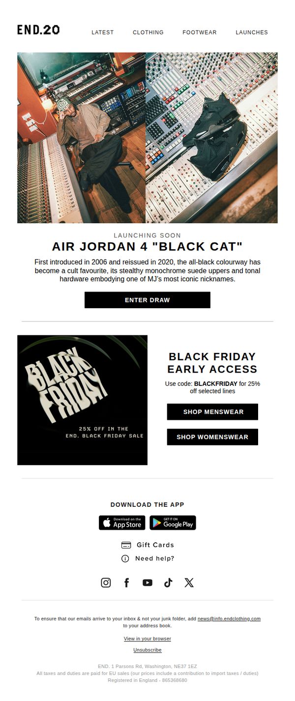 8. END. Clothing: Launching soon | Air Jordan 4 "Black Cat"