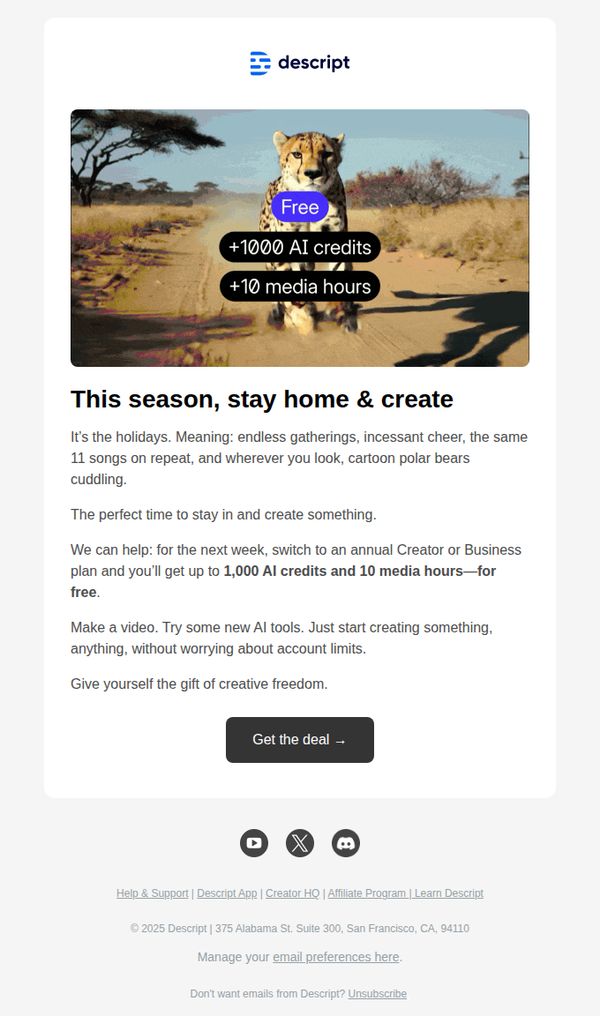 7. Free AI credits + media hours—this week only