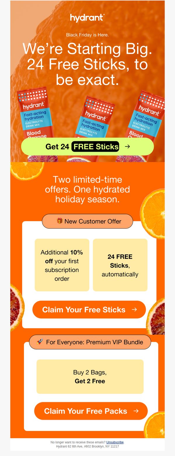 7. Hydrant: Black Friday Starts Now: Your Free 24 Sticks Are Waiting