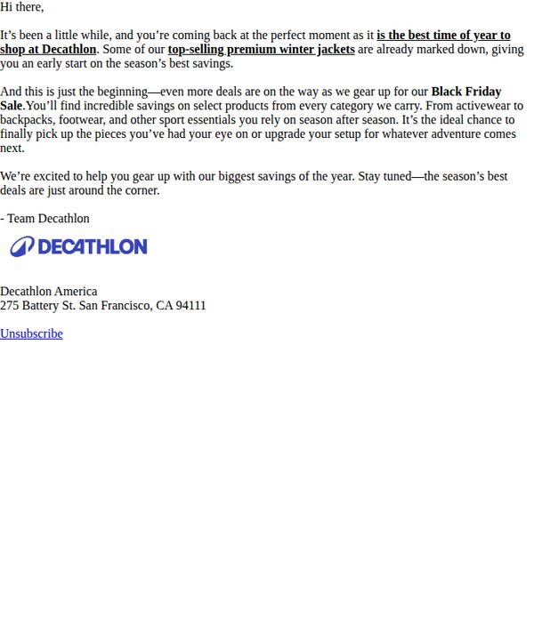 9. Decathlon - US: Don’t Miss It—Our Biggest Sale of the Year Is Almost Here