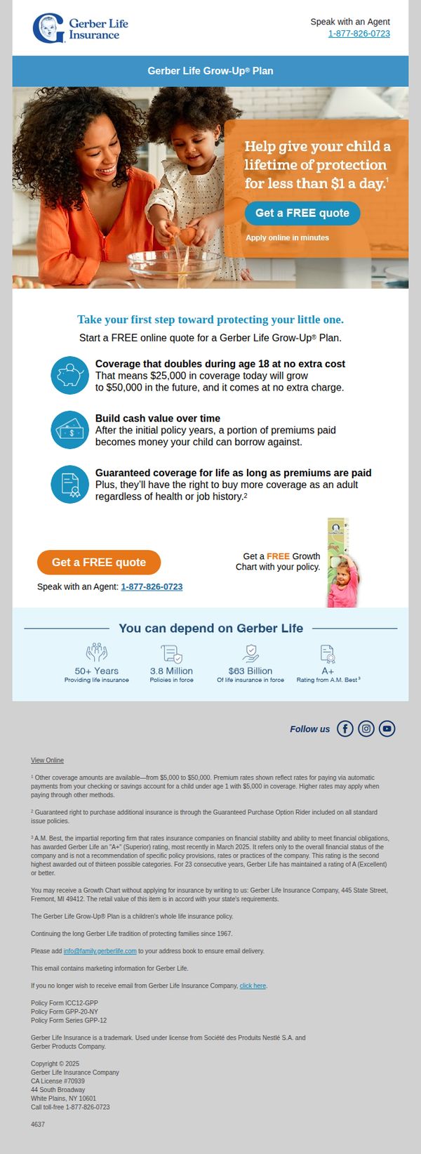 7. Gerber Life: Inside: Whole life child insurance that grows with them