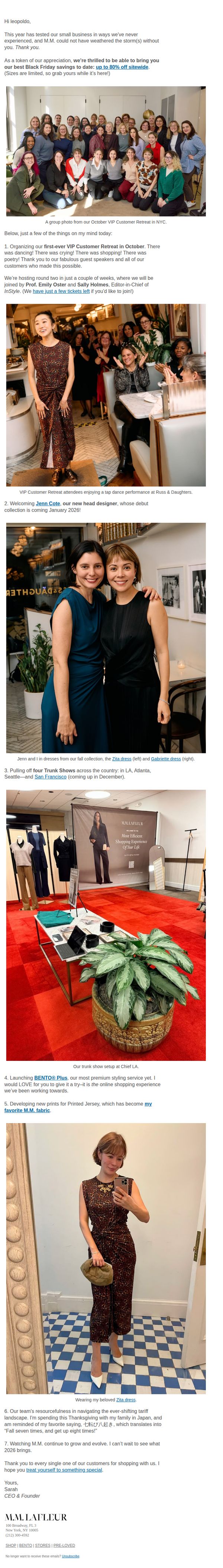 9. M.M. LaFleur: Our best Black Friday Event ever—plus, 7 things I'm grateful for.