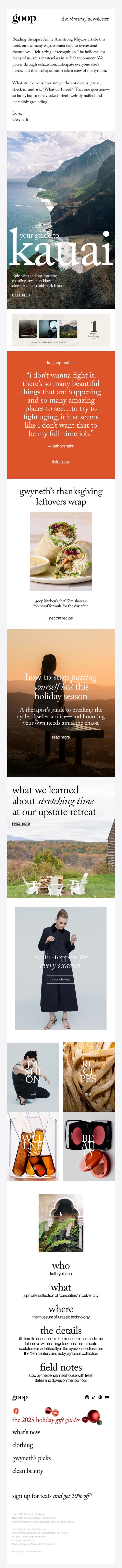8. Goop: the Thursday newsletter