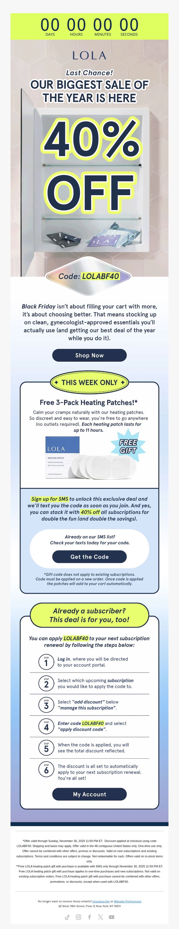7. Lola: Last call: Black Friday Sale is almost over 🚨