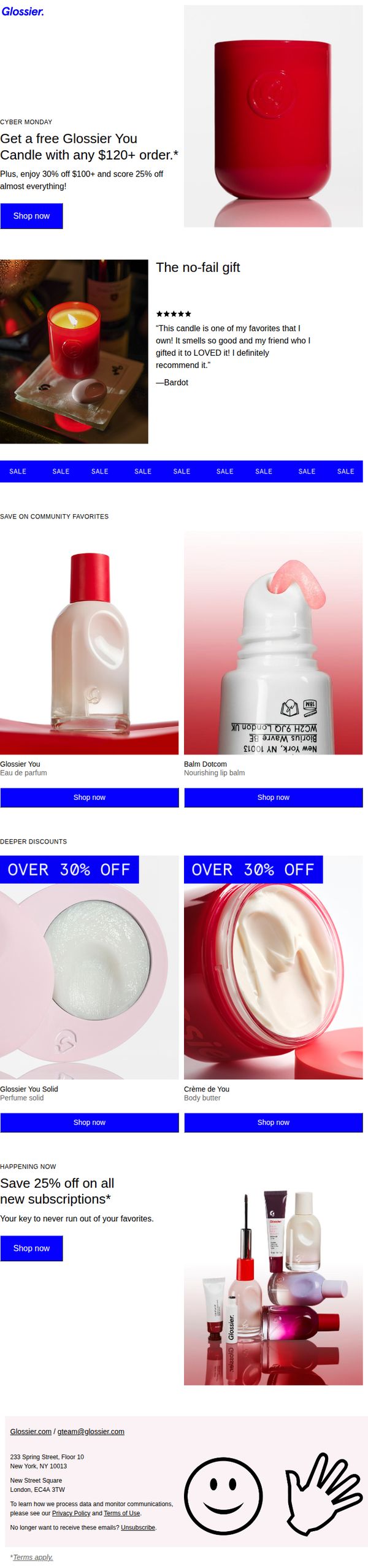 10. Get a free Glossier You Candle with your order
