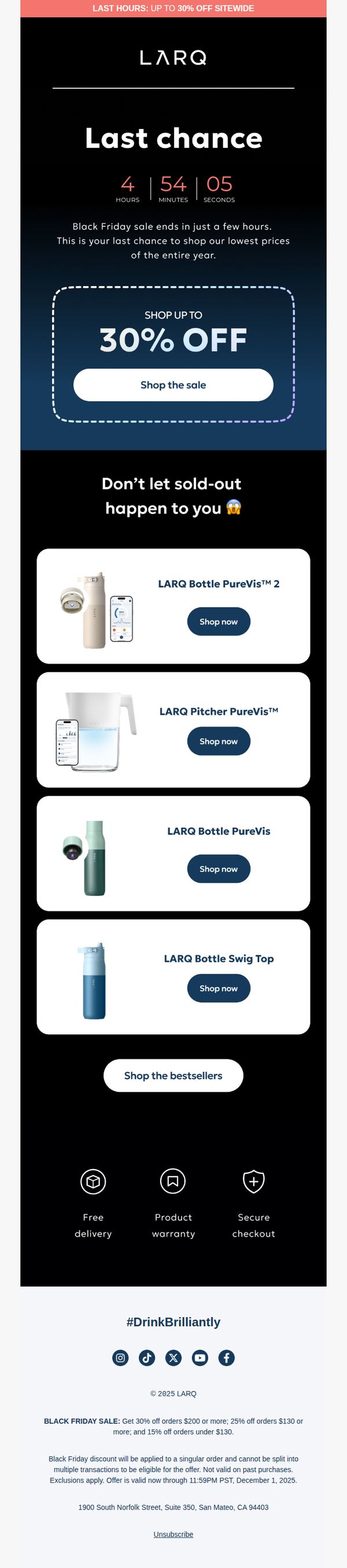 8. LARQ: ⏰ Final hours: Black Friday sale ends TONIGHT