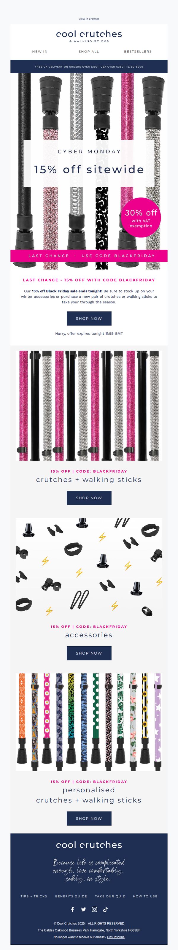 10. Cool Crutches: LAST CHANCE 🔥 15% off Ends Tonight