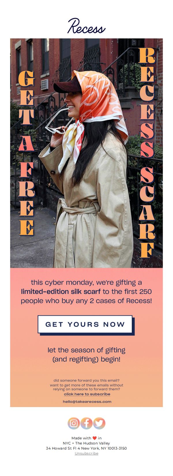 9. Recess: free Recess silk scarf!