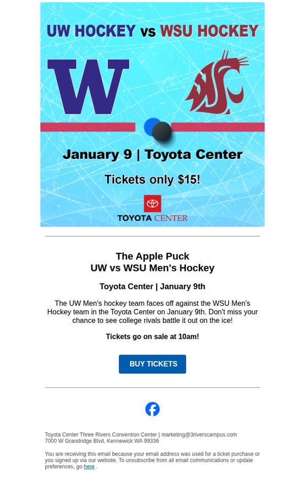 7. UW vs WSU Hockey January 9th at the Toyota Center