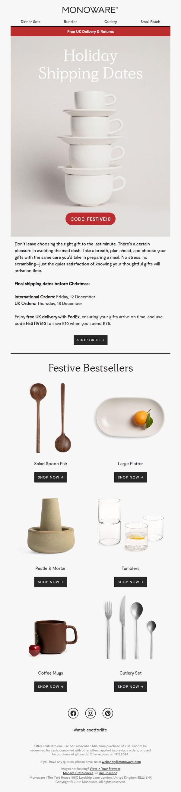 6. Holiday Shipping Dates! 🎄