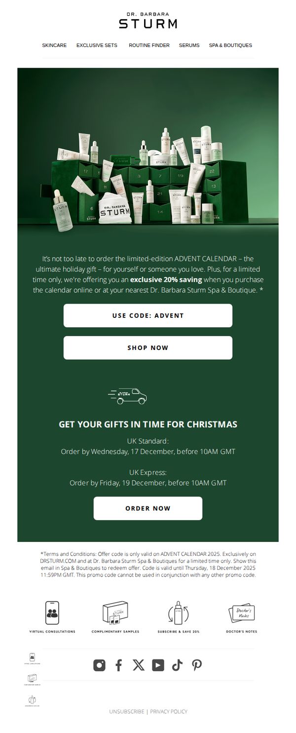 10. Dr. Barbara Sturm - UK: Final Call: ADVENT CALENDAR ⏰