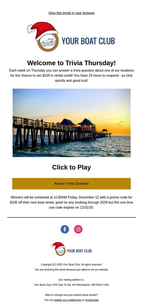 9. Your Boat Club: Trivia Thursday - Play and Win!