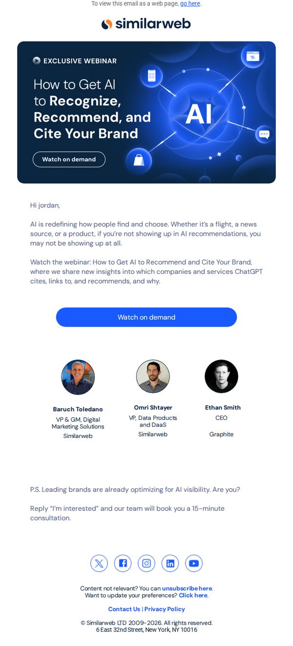 6. Similarweb: Watch now: How to Get AI to Recommend and Cite Your Brand